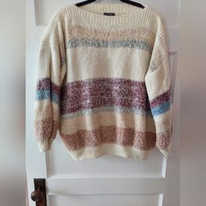&merci Striped Multicolor Crew Neck Sweater